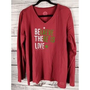 Life is Good Crusher Tee Women’s XL Red Belive There Is Love  Long Sleeve